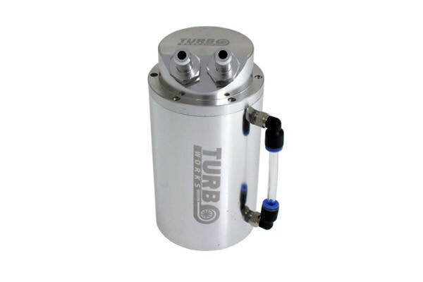 Маслен резервоар (Oil Catch Can) с два изхода - капацитет 0.7L, Turbo Works, сив