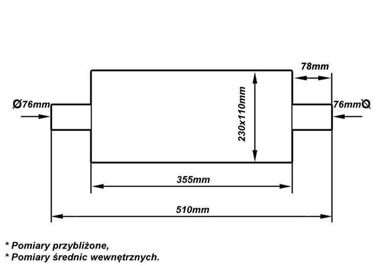 Резонаторно гърне 76мм TurboWorks LT 409SS 355mm