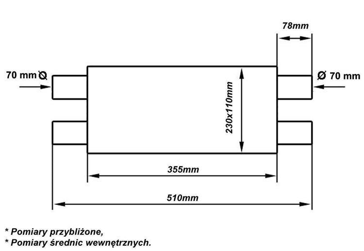 Резонатор 70мм TurboWorks LT 304SS 355мм