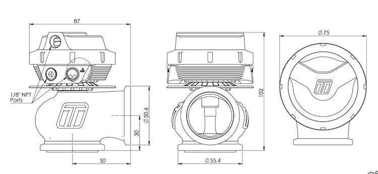 40mm външен WasteGate, 1 Bar V-Band, черен