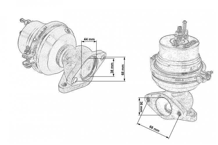 38mm външен WasteGate, 2.5 Bar 0.5-1 Bar
