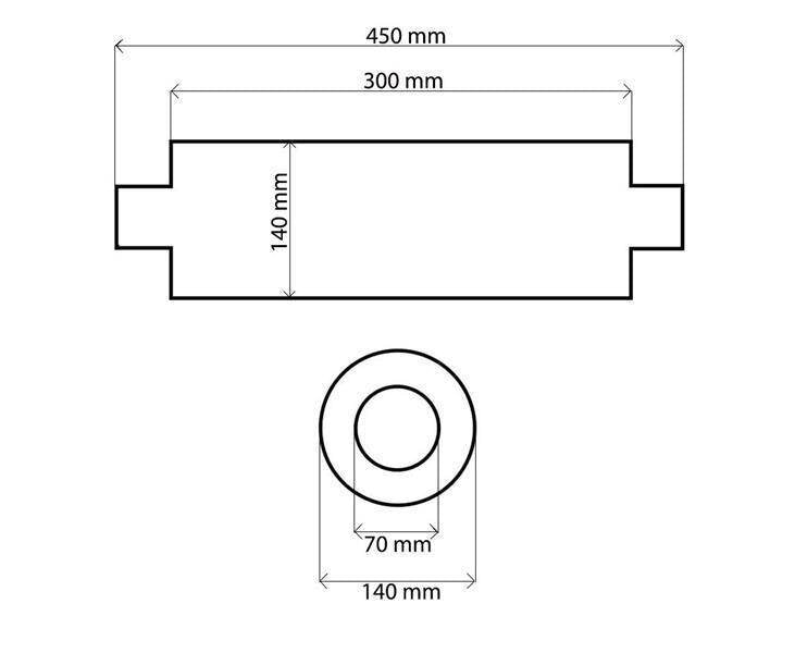 Кръгло гърне Turbo Works 70мм 409SS 300мм